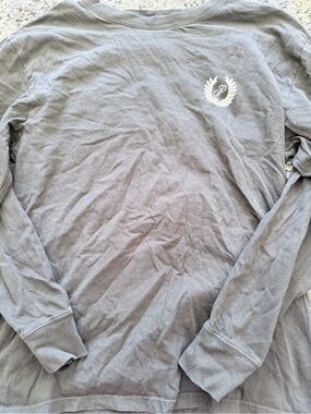 PINK Victoria's Secret Charcoal Long-Sleeve Crew with White Laurel Crest